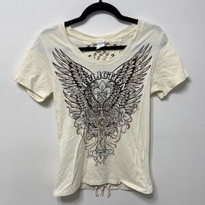 Affliction Cream Graphic Women's Top